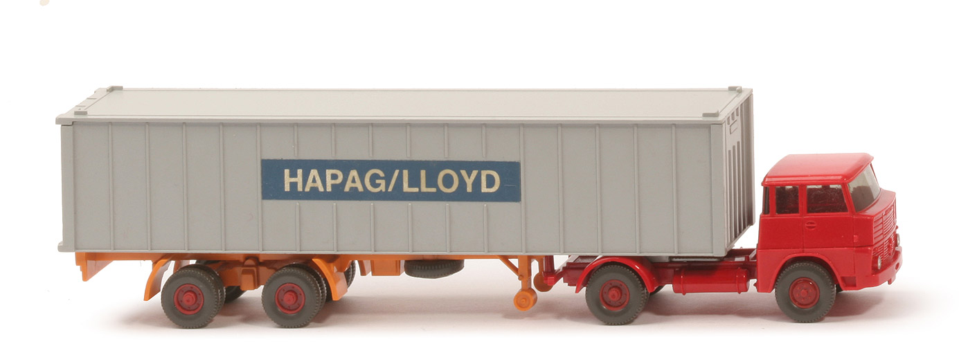 Henschel HS 14 Container-Sattelzug - Kabine rot, Bolzen dünn - 523/1