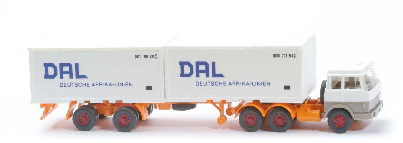 Hanomag-Henschel Container-Sattelzug - DAL 2 x 20 ft , weiß/graubeige - 521/17d