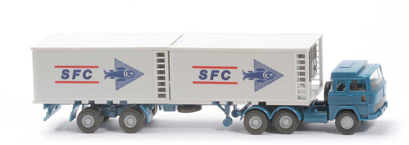 Magirus 235 D Kühlcontainer-Sattelzug - SFC, FH azurblau, Cont altweiß - 522/7g