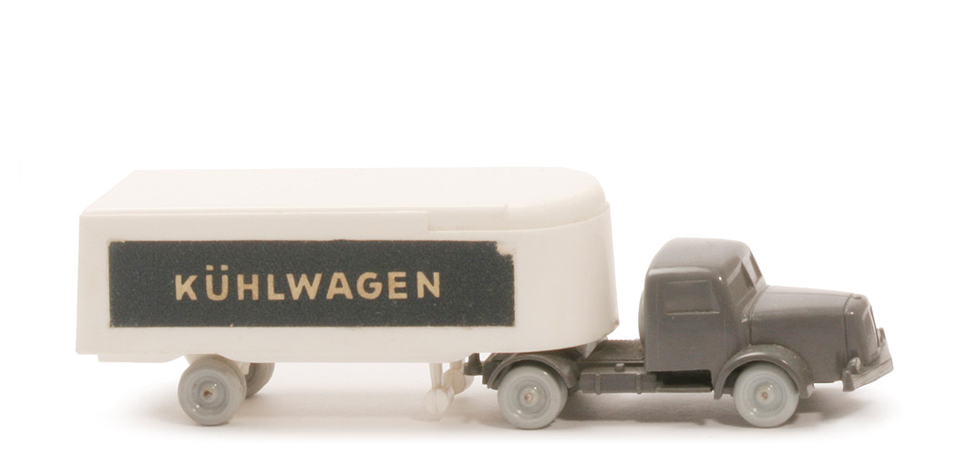 Henschel Alter Kühlsattelzug - Kühlwagen,  ZM basaltgrau, Aufl. weiß - 520/8i