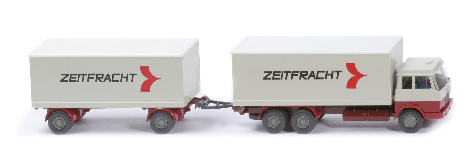 Hanomag Henschel Kofferlastzug - Zeitfracht, FH perlweiß/hellbraunrot, Koffer perlweiß/weiß - 440/7d