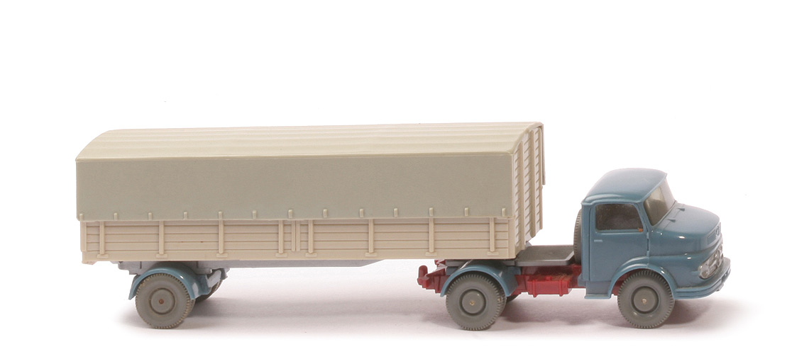 MB 1413 Pritschen-Sattelzug - ZM mattgraublau/hellbraunrot, Aufl. hellelfenbein - 510/8?