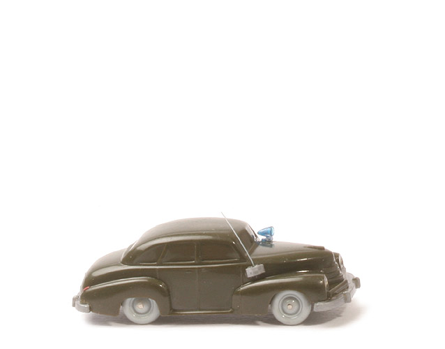 Opel Kapitän 1951 uv Polizeiwagen - olivgrün, Blaulicht auf Motorhaube - 1040/4