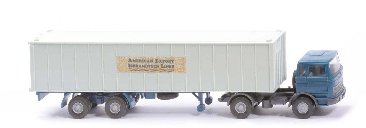 MB LPS 1620 Container-Sattelzug I - AMERICAN EXPORT azurblau / staubgrau - 523/5e