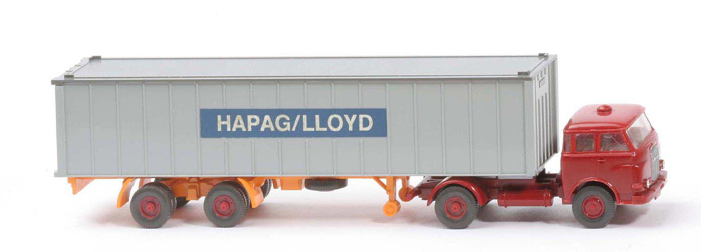 MAN 10.230 Container-Sattelzug HL - FH, CH hellbraunrot, Aufl. orangegelb, KöBo stark - Hapag-Lloyd 1?