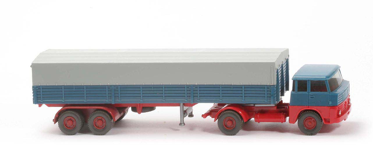 Henschel HS 14 Pritschen Sattelzug - Bolzen stark - rot / rot / hellbraunrot - 514/7a - d