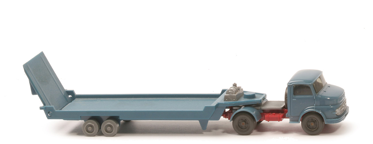 MB 1413 Alter Tieflade-Sattelzug - ZM mattgraublau, mit Knopf vor Seilwinde - 490/12b