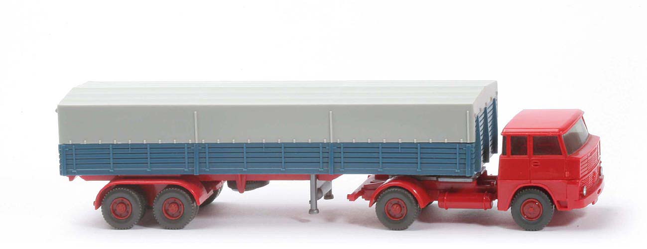 Henschel HS 14 Pritschen Sattelzug - Bolzen stark - Kabine rot - Aufl. azurblau - 514/7b - ?