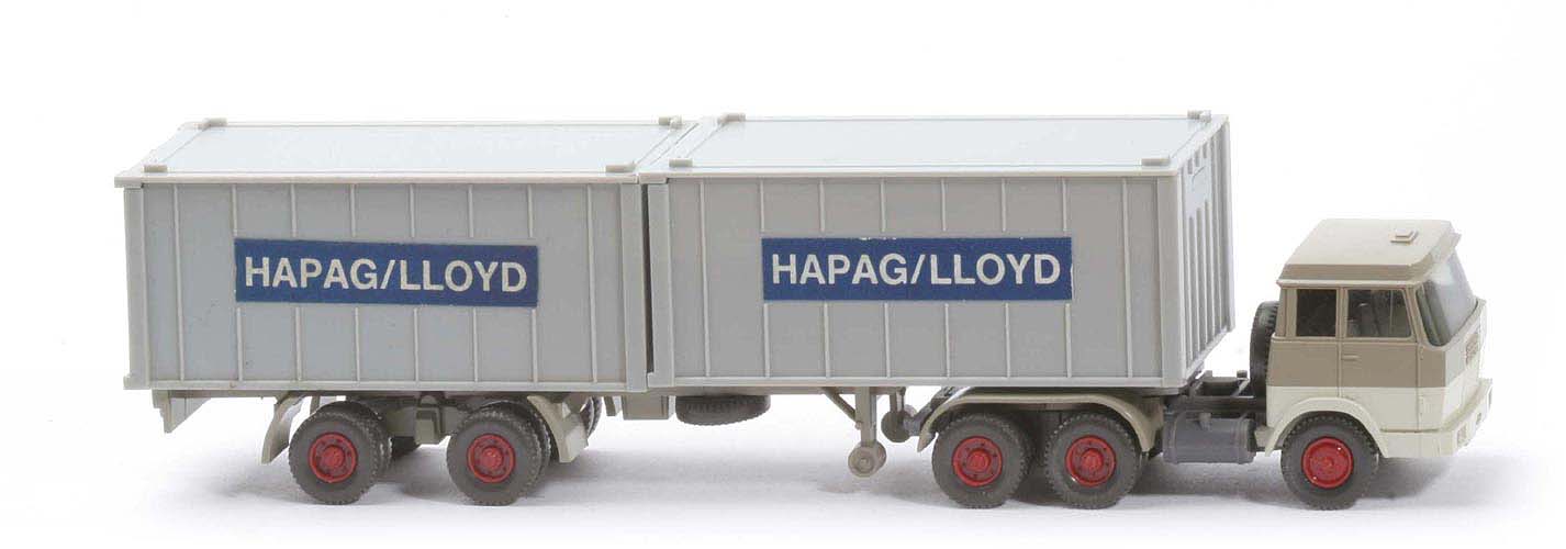 Hanomag-Henschel Container-Sattelzug - Hapag-Lloyd 2 x 20 ft , olivgrau/perlweiß - 521/5b