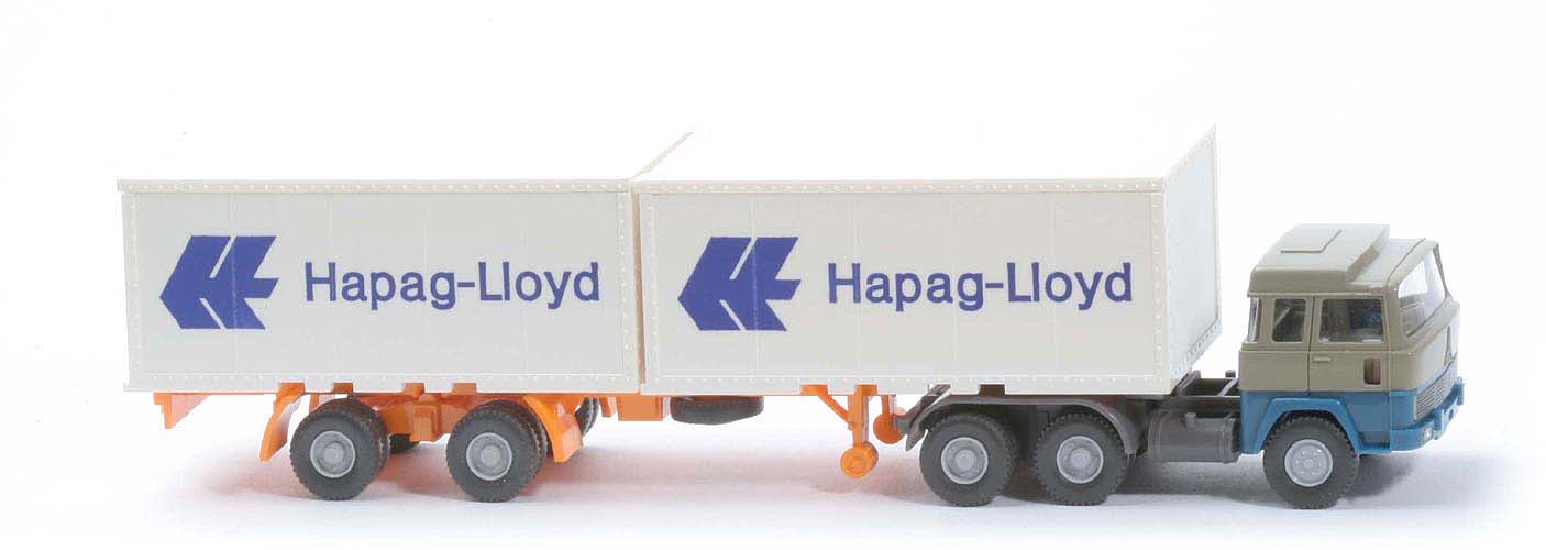 Magirus 235 D Container-Sattelzug - Hapag-Lloyd 2 x 20 ft , olivgrau / azurblau - Hapag-Lloyd 2 ?
