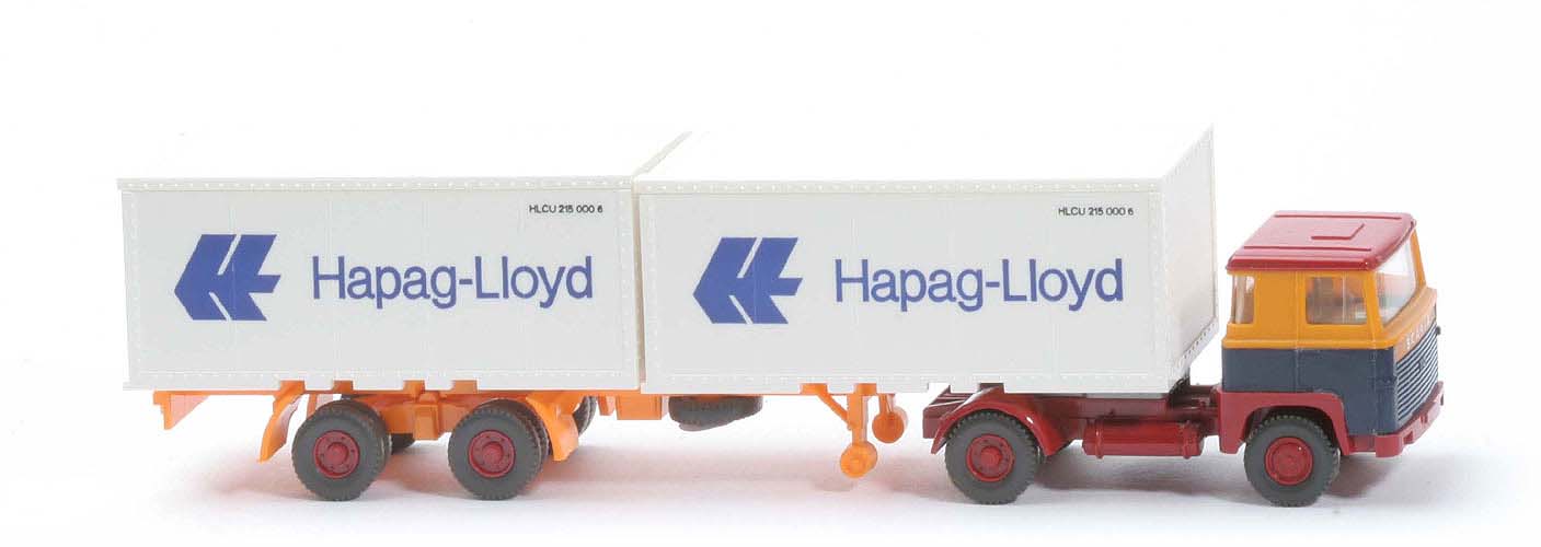 Scania 110  Container-Sattelzug - Hapag-Lloyd melonengelb / stahlblau - Hapag-Lloyd 8d