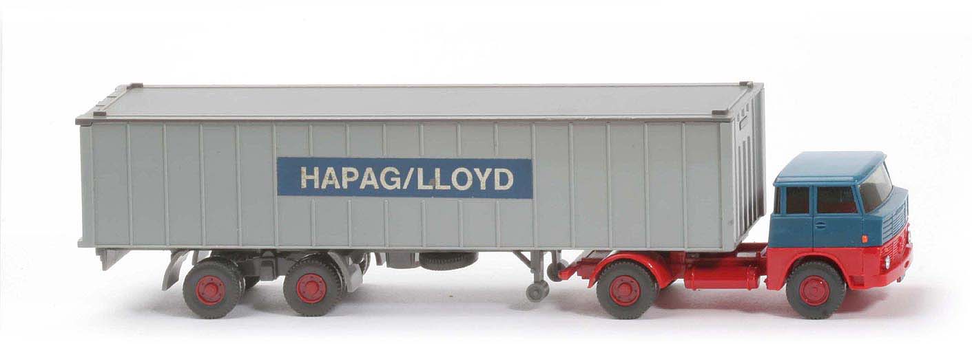 Henschel HS 14 Container-Sattelzug - Kabine azurblau/rot, Auflieger basaltgrau - Hapag-Lloyd - ?