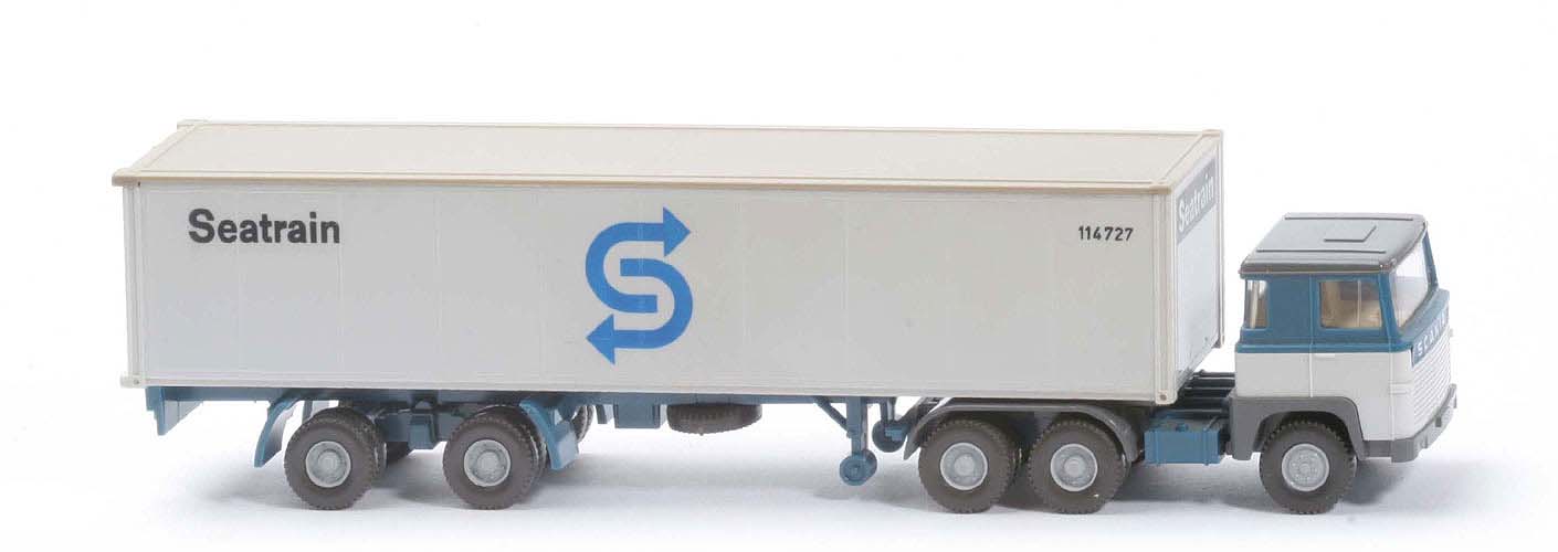 Scania 110 Container-Sattelzug - SEATRAIN azurblau/altweiß Frontdruck - Seatrain