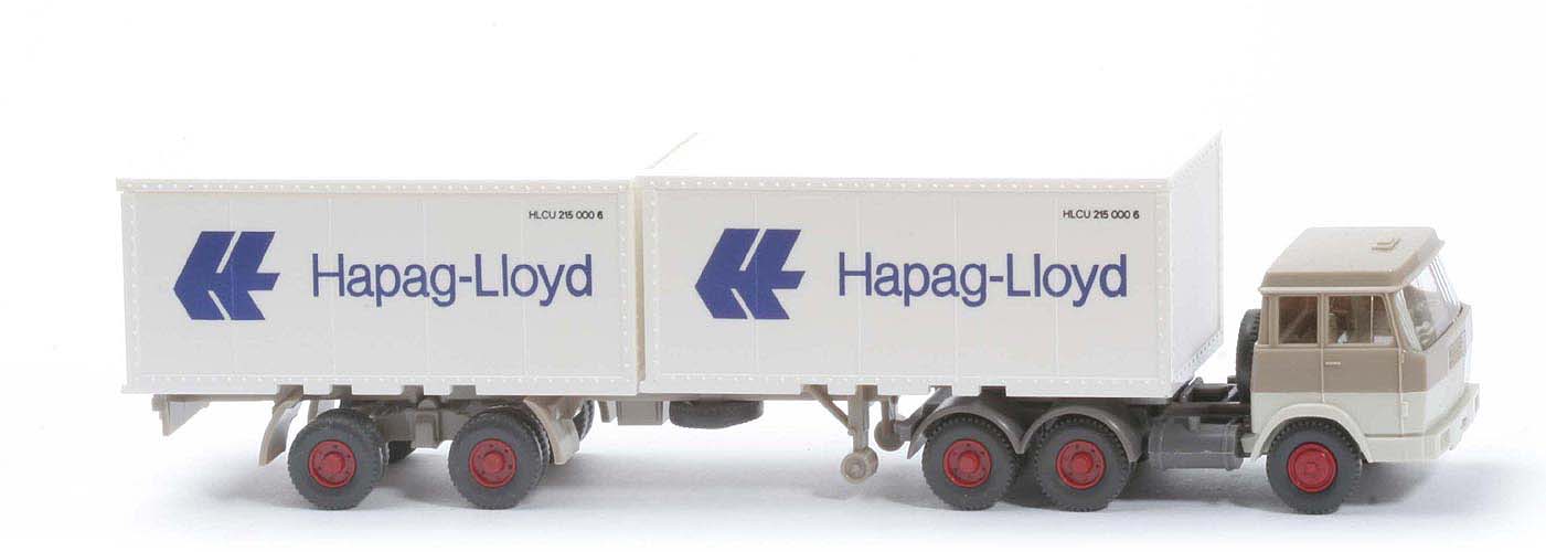 Hanomag-Henschel Container-Sattelzug - Hapag-Lloyd 2 x 20 ft , graubeige/grauweiß - 521/14a