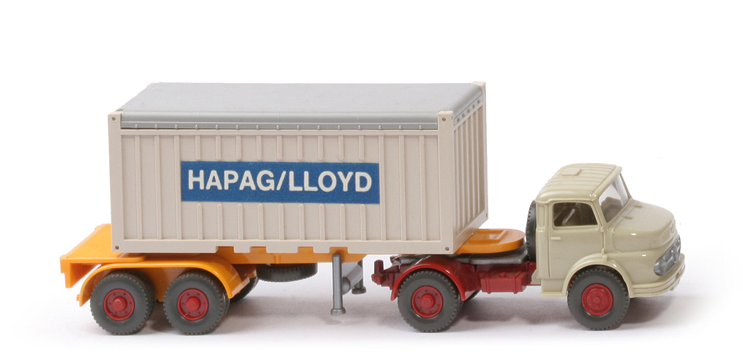 MB LS 1413 Container-Sattelzug 20 ft - Hapag-Lloyd OT, FH hellgelbgrau, Cont. hellelfenbein - Hapag-Lloyd (1413) ?