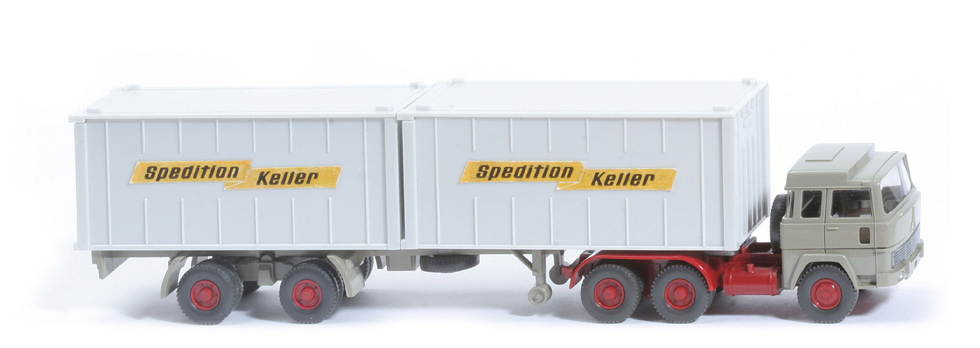 Magirus 235 D Container-Sattelzug - Keller, 2 x 20 ft gerippt, Cont. altweiß - Keller 1