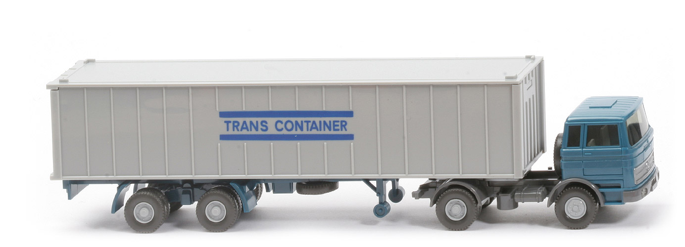 MB LPS 1620 Container-Sattelzug II - TRANS CONTAINER blau (Druck), azurblau / basaltgrau - 523/14a