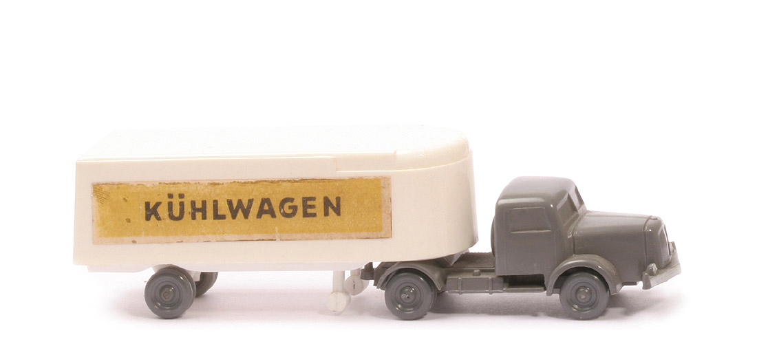 Henschel Alter Kühlsattelzug - Kühlwagen,  ZM basaltgrau, Aufl. weiß - 520/8i