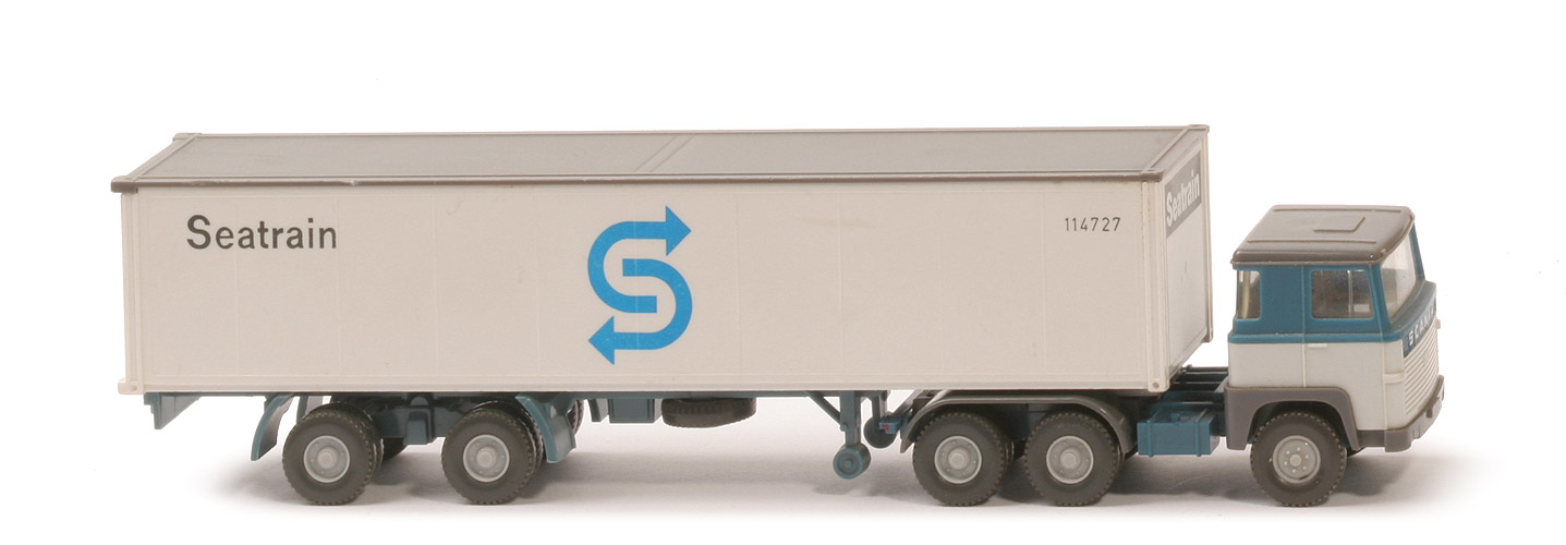 Scania 110 Container-Sattelzug - SEATRAIN azurblau/altweiß Frontdruck - Seatrain