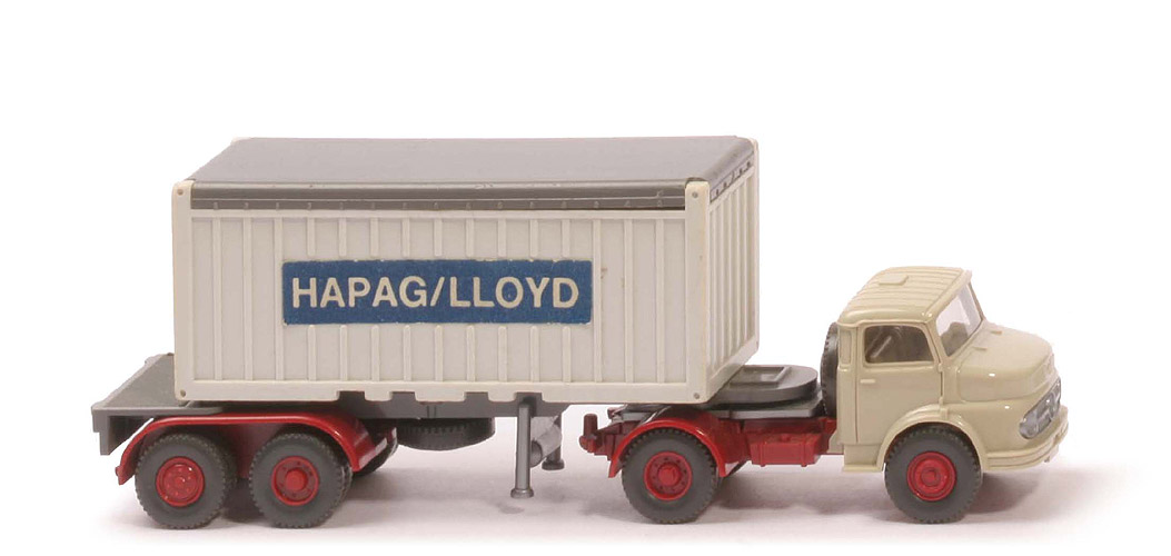 MB LS 1413 Container-Sattelzug 20 ft - Hapag-Lloyd OT, hellgelbgrau / Cont. altweiß - 526/8 ?