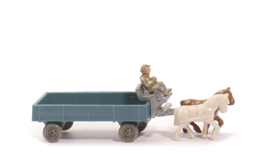 alte Pferdekutsche - mattgraublau, Pritschenboden glatt - 572/3a