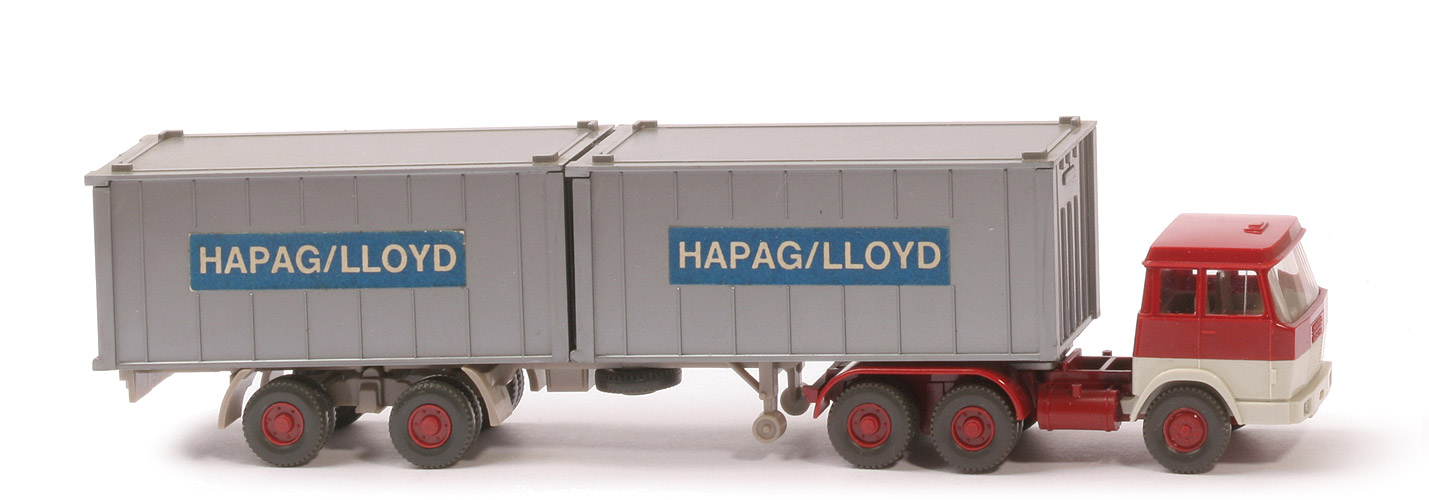 Hanomag-Henschel Container-Sattelzug - Hapag-Lloyd 2 x 20 ft , hellbraunrot/perlweiß - 521/5a