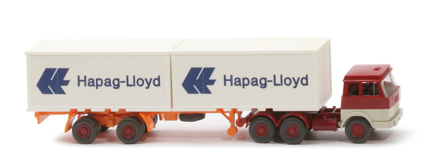 Hanomag-Henschel Container-Sattelzug - Hapag-Lloyd 2 x 20 ft , hellbraunrot/perlweiß - Hapag-Lloyd 4 ?