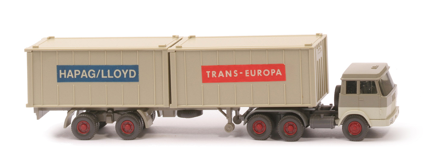 Hanomag-Henschel Container-Sattelzug - Hapag-Lloyd 2 x 20 ft , olivgrau/perlweiß - 521/5a