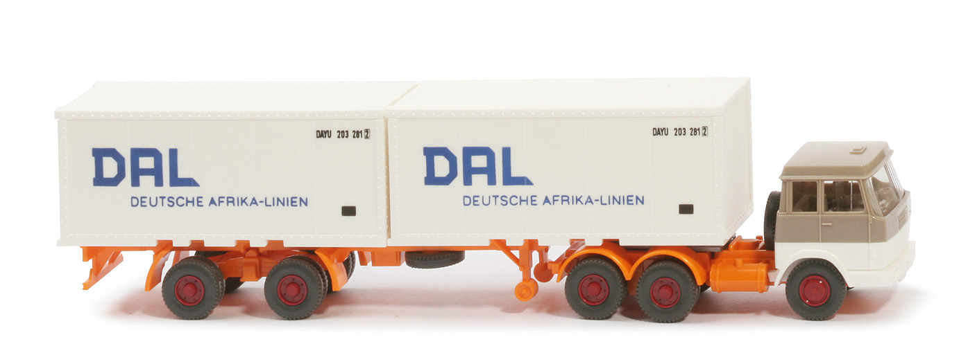 Hanomag-Henschel Container-Sattelzug - DAL 2 x 20 ft , graubeige/weiß - 521/17c