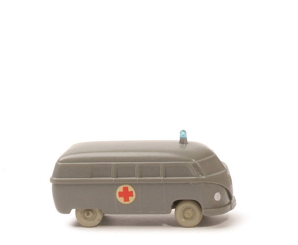 VW T1 Bus (Typ 3), Krankenwagen - betongrau, Abziehbild, mit Blaulicht - 320/7g ~