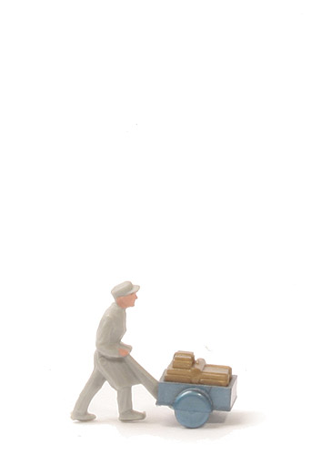 Handwagenfahrer (Typ 2) - Person silbergrau, Handwagen blaumetallic - 860/4b