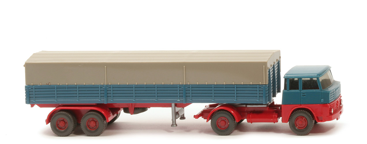 Henschel HS 14 Pritschen Sattelzug - Bolzen stark - rot / rot / rot - 514/7a