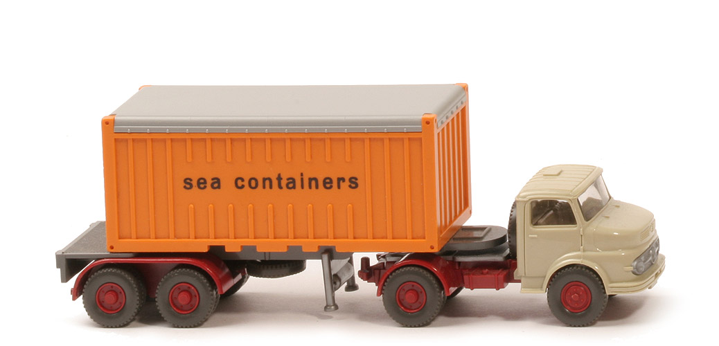 MB LS 1413 Container-Sattelzug 20 ft - sea containers OT, FH hellgelbgrau - 526/4c