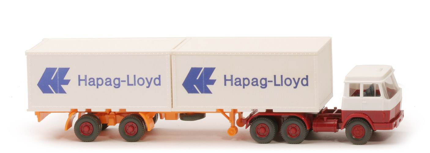 Hanomag-Henschel Container-Sattelzug - Hapag-Lloyd 2 x 20 ft , weiß/hellbraunrot - Hapag-Lloyd 4a