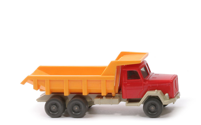 Magirus Saturn Muldenkipper 3-Achs - FH rot, Mulde chromgelb, CH hellgelbgrau - 670/5b ~