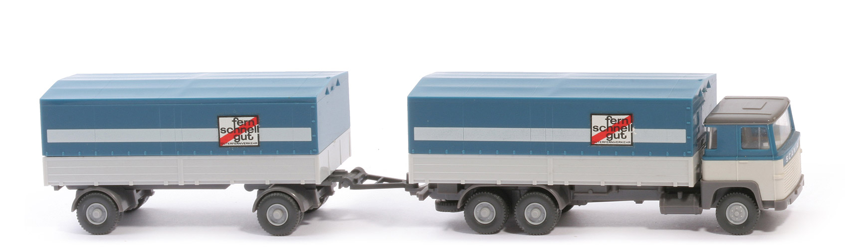 Scania 110 Fernlastzug - FH azurblau / altweiß, PR altweiß (Messemodell) - 460/7 ?