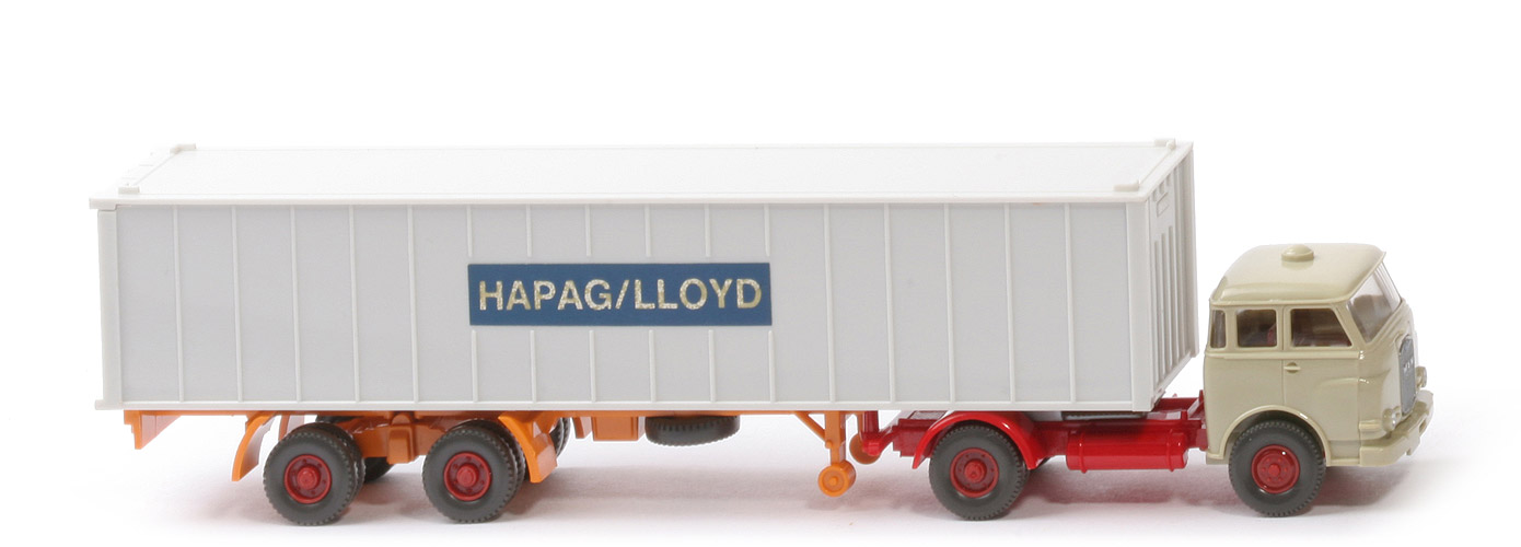 MAN 10.230 Container-Sattelzug HL - FH hellgelbgrau, CH rot, Aufl. gelborange, KöBo groß - Hapag-Lloyd (1?)