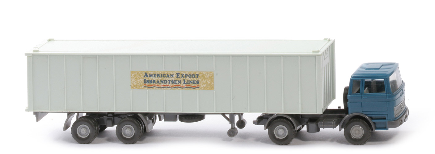 MB LPS 1620 Container-Sattelzug I - AMERICAN EXPORT azurblau / staubgrau - 523/5e