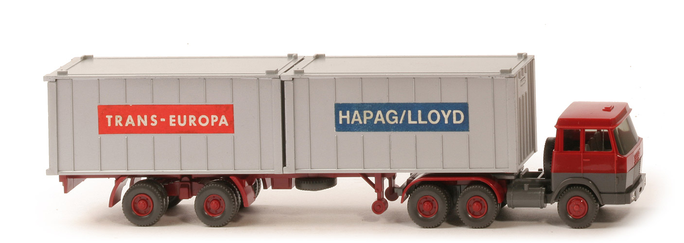 Hanomag-Henschel Container-Sattelzug - Vorserie: Hapag-Lloyd 2 x 20 ft , hellbraunrot/anthrazit - 521/5 Vorserie