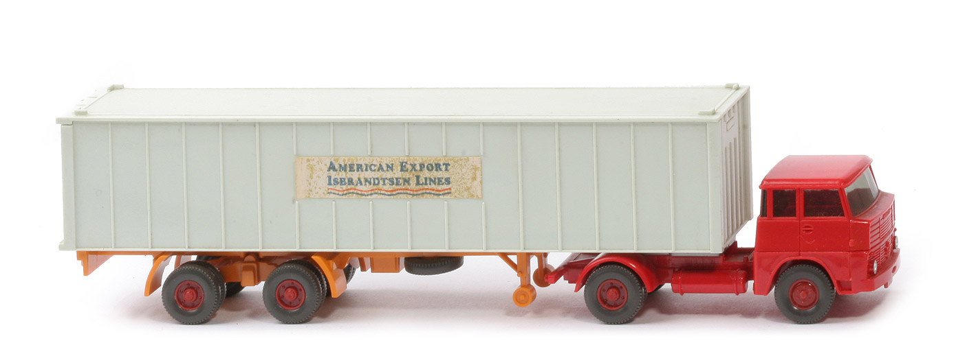 Henschel HS 14 Container-Sattelzug - AMERICAN EXPORT ..., 1 x 40 ft papyrusweiß, KöBo dünn - American Export