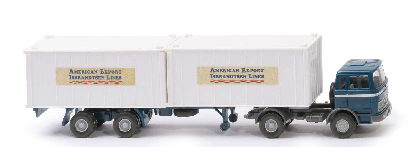 MB LPS 1620 Container-Sattelzug I - AMERICAN EXPORT ozeanblau / staubgrau - 523/5b