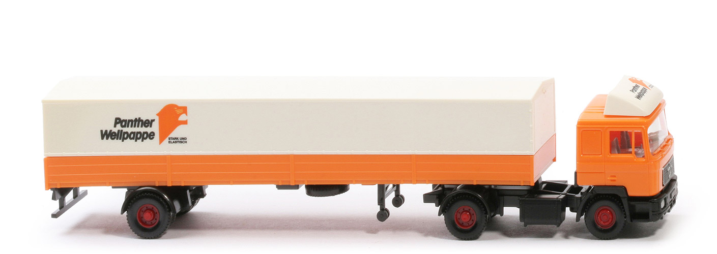 MAN F 90 Pritschen-Sattelzug 2/1 - Panther, Kabine rotorange "RRK" - Panther (B)