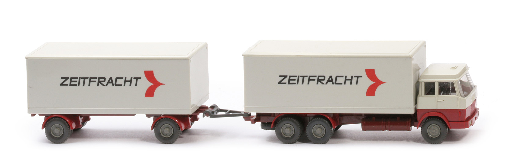 Hanomag Henschel Kofferlastzug - Zeitfracht, FH perlweiß/hellbraunrot, Koffer grauweiß/perlweiß - 440/7c ~