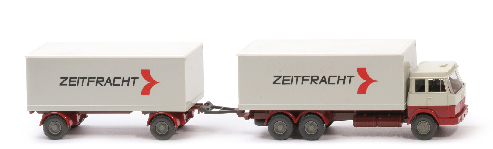 Hanomag Henschel Kofferlastzug - Zeitfracht, FH perlweiß/hellbraunrot, Koffer grauweiß/weiß - 440/7l
