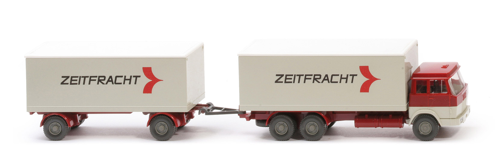 Hanomag Henschel Kofferlastzug - Zeitfracht, FH hellbraunrot/perlweiß, Koffer perlweiß/weiß - 440/7b