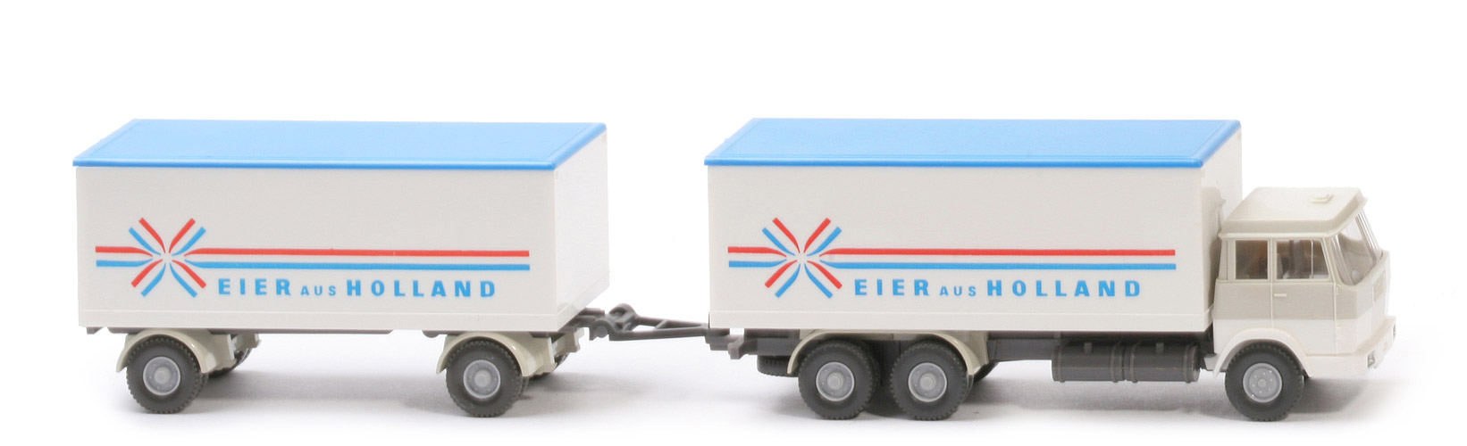 Hanomag Henschel Kofferlastzug - Eier aus Holland, FH grauweiß/weiß, Dach himmelblau - 440/8p