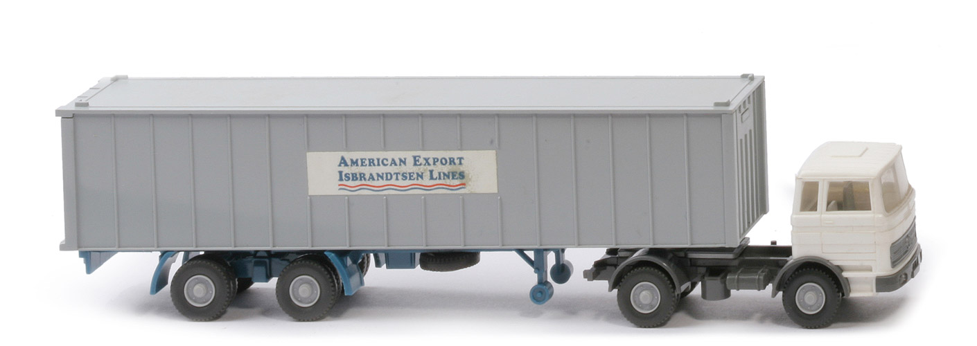 MB LPS 1620 Container-Sattelzug I - AMERICAN EXPORT azurblau / staubgrau - 523/5b
