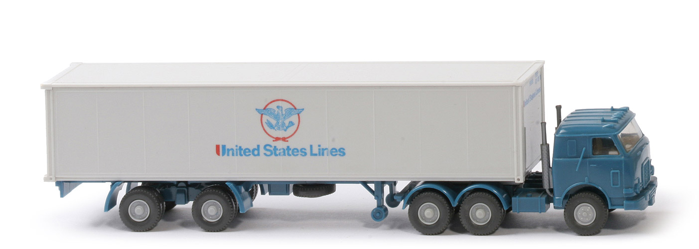 US-Zugmaschine Container-Sattelzug - United States Lines mit Frontdruck, azurblau / altweiß - United States Lines (2) h