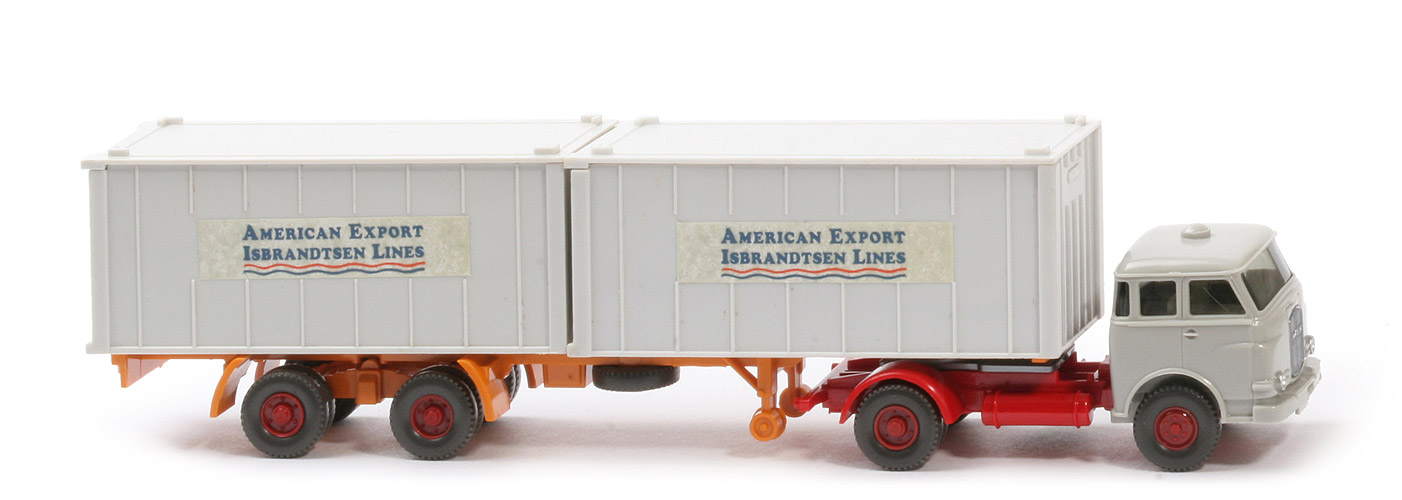 MAN 10.230 Container-Sattelzug - American Export, FH achatgrau, CH rot, Aufl. orangegelb, KöBo stark - American Export ?