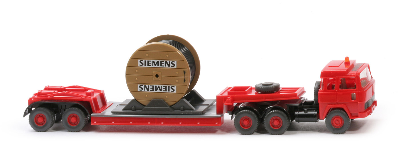 Magirus 235 D Tieflade-Sattelzug, m. Kabeltrommel - Siemens "Erinnerung 8.11.94", FH mit Dachfolie - Siemens (2b)